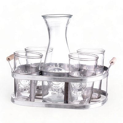 Jarra Com 4 Copos De Vidro E Suporte Juquehy Hauskraft
