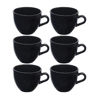 Canecas Café Dubai Preta 85ml 6 Peças