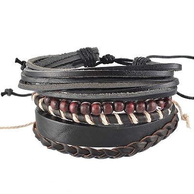 Mix De Pulseiras Masculinas Dark - 4 peças