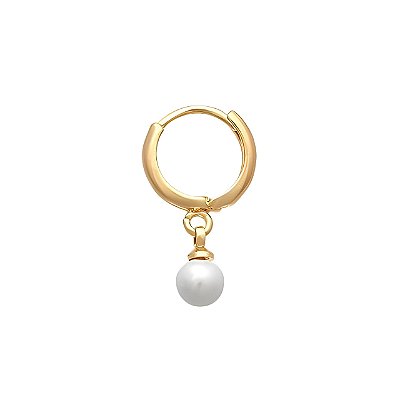 Brinco Masculino Argola Folheado a Ouro 18k Com Pérola - 1 peça