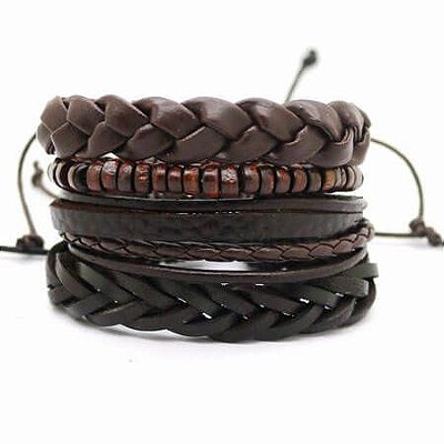 Mix De Pulseiras Masculinas Brown - 4 peças