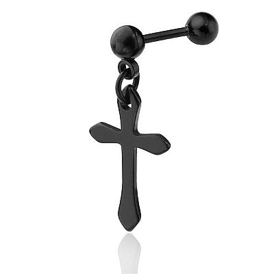 Brinco Masculino Pingente de Cruz Christ - 1 PEÇA (Não é o par)