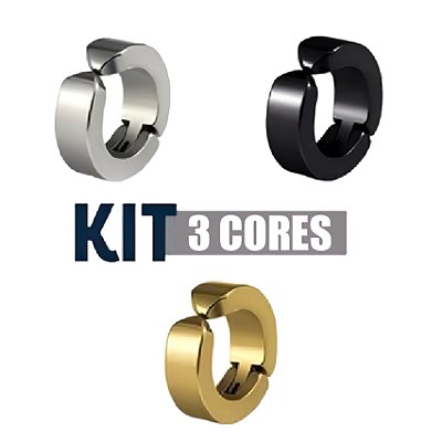 Kit Brinco De Pressão De Argola 3 Cores (1 peças de cada cor).