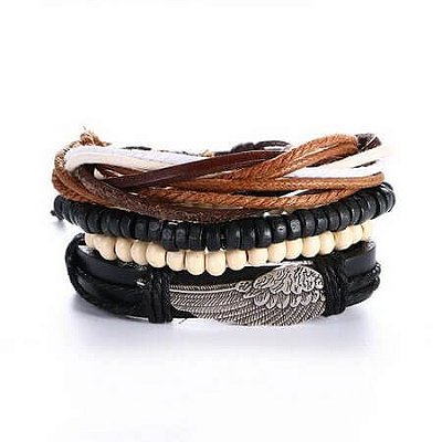 Mix De Pulseiras Masculinas Anjo - 4 peças