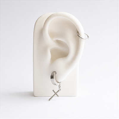 Kit Brinco de Pressão Duo Cruz Prateado