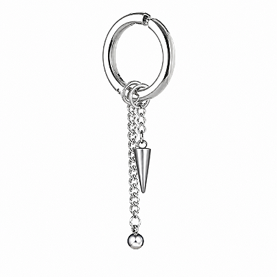 Brinco de Pressão de Argola Esfera / Corrente / Spike Prata- 1 Peça (Não é o par)