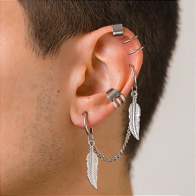 Kit Brinco de Pressão Corrente Pena Duplo - 4 peças