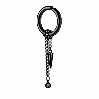 Brinco de Pressão Esfera / Corrente / Spike Preto - 1 Peça (Não é o par)