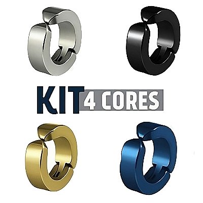 Kit Brinco De Pressão De Argola 4 Cores (1 peças de cada cor).