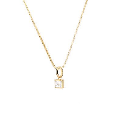 Corrente de Ouro com Pingente de Pedra Zircônia CRISTAL ROMMANEL + Embalagem De Presente