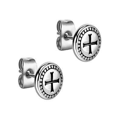 Brinco Masculino Cruz Escudo Sagrado - PAR
