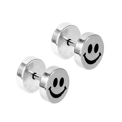 Brinco Falso Alargador Emoji Feliz - PAR