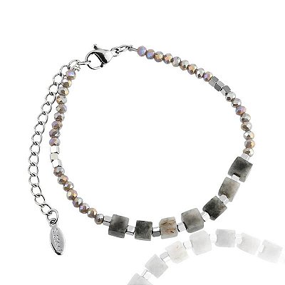 Pulseira Masculina Aço Inox e Pedras Aura - Ajustável