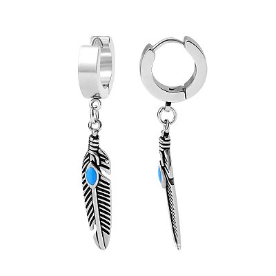 Brinco Masculino Pena Night Wolf - Par