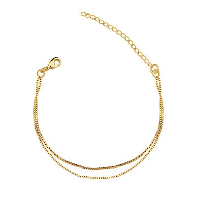 Pulseira Masculina De Ouro Folheado 18k Veneziana Dupla