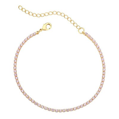 Pulseira De Ouro Folheado 18k Veneziana Cravejada