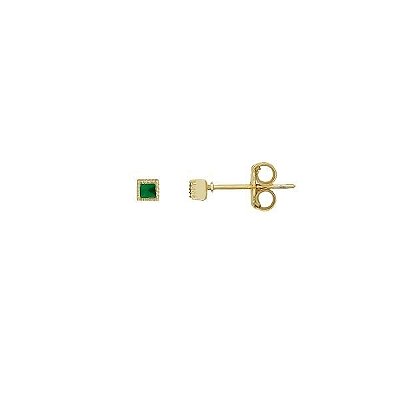 Brinco Esmeralda Zircônia Solitário Folheado 18k - PAR