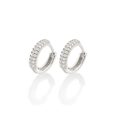 Brinco Rommanel Argola de Prata Cravejado - PAR