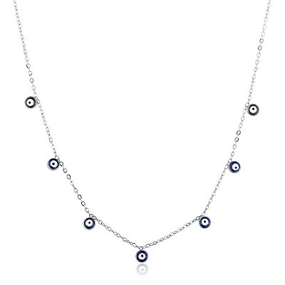Colar Cordão Aço Inoxidável Olho Grego Mix - 50 cm