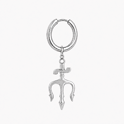 Brinco Masculino Tridente Prateado - PAR