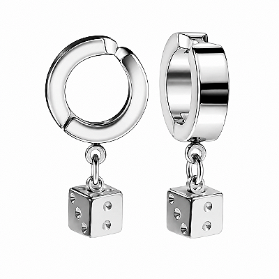 Brinco de Pressão Dado Prateado - PAR