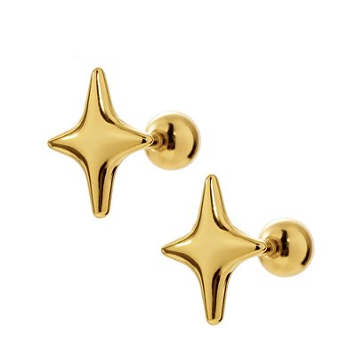 Brinco Masculino Estrela Minimalista Dourado - PAR