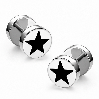 Brinco Masculino Falso Alargador Estrela - PAR