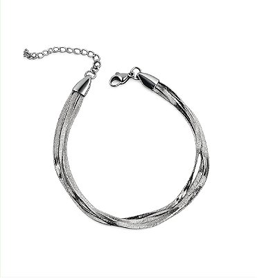 Pulseira Lacraia 3 Fitas Prateada Ajustável