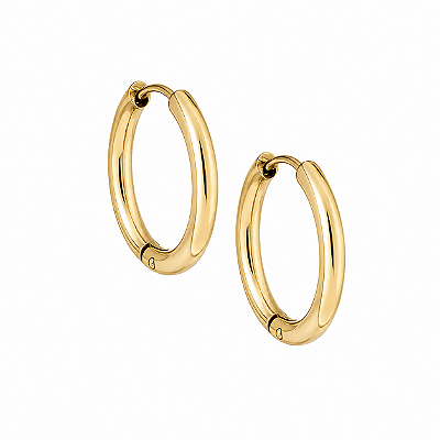 Brinco Masculino Feminino Argola 15mm Dourado Aço Cirúrgico - PAR