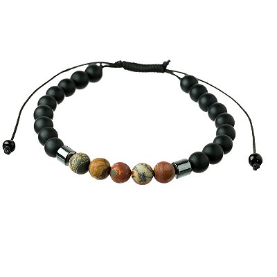 Pulseira Masculina Pedras Ônix Jaspe