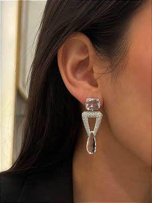 Brinco Grande Luxo Cristal