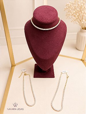 Colar Riviera 4 Pontas Média Banhado a Ouro 18k