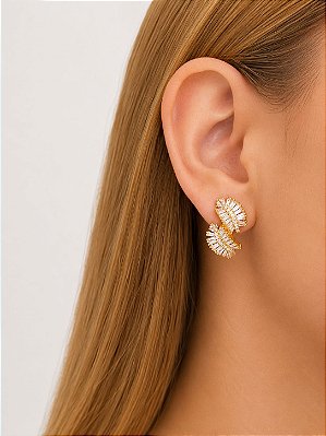Brinco Glamour Luxo Banhado a Ouro 18k