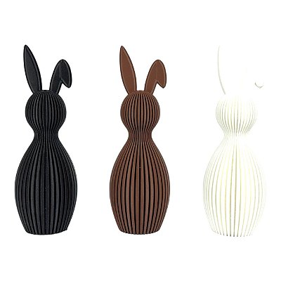 Trio Coelho Decorativo Minimalista Canelado