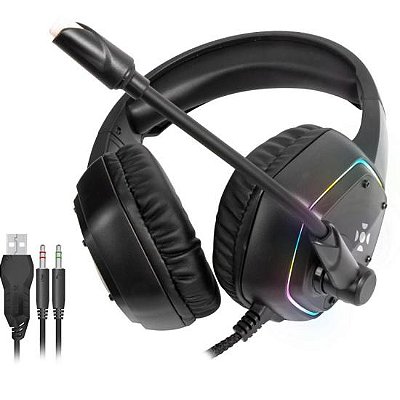 Headset Gamer Fortrek Blackfire P2 + USB RGB Preto