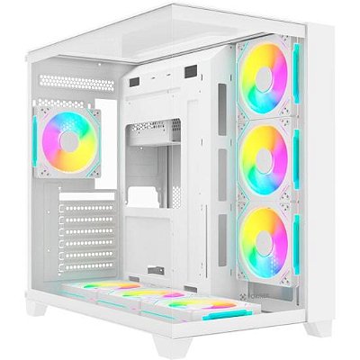 Gabinete Gamer Fortrek Clarity Full Glass Aquário Branco