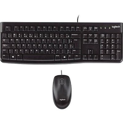 Kit Teclado e Mouse Com Fio USB Logitech MK120 Preto