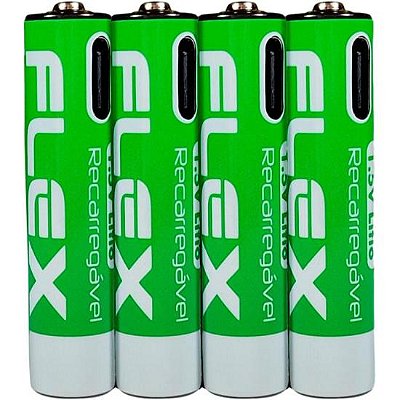 Pilha Recarregável AAA 1.5V 1200mAh (C/4 Pilhas) Flex