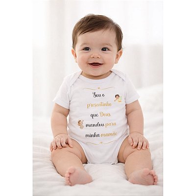 Body Infantil Personalizado Religioso | Presente Sou o Presentinho que Deus mandou para minha mamãe