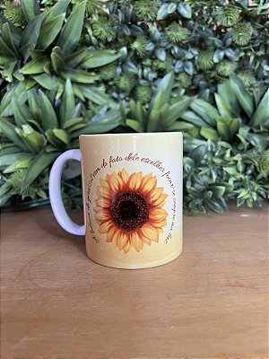 Caneca Tema Girassol Personalizada 325ml – Presente Criativo Floral Cerâmica Alta Qualidade