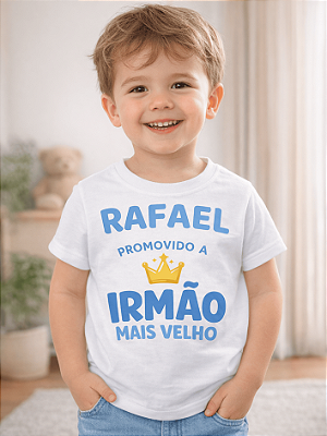 Camisa Infantil Promovido a Irmão Mais Velho – Camiseta Personalizada Anúncio Gravidez