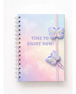 Caderno Borboleta Pastel com Elástico | Papelaria Fofa Prime X+