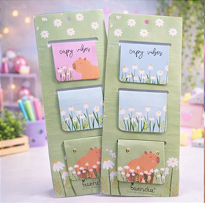 Kit Marca Página Magnético Capivara Kawaii (3 Unidades)