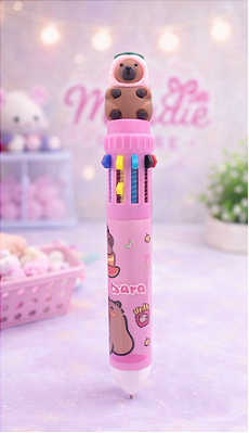 Caneta Capivara 10 Cores Kawaii