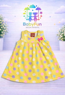 Vestido Body Regata Amarelo Bolinhas Kyly G