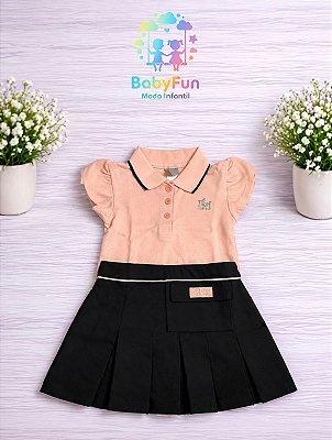 Conjunto Polo Cropped e Short-Saia Nude e Preto Tam 4