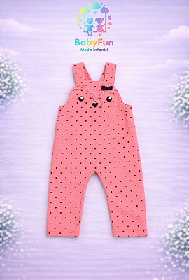 Jardineira Infantil Kyly Rosa Poá Tam M