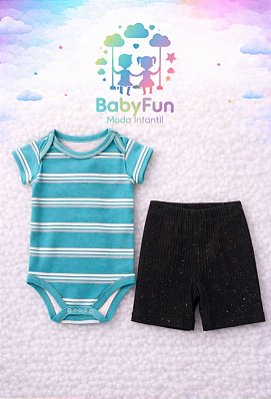Conjunto Body e Bermuda Bebê Brandili Tamanhos M/G