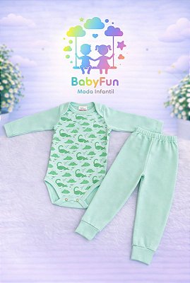 Conjunto Bebê Body + Calça Suedine Fundo do Mar