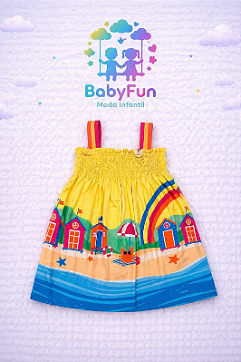 Vestido Infantil Kyly – Estampa Praia Colorida